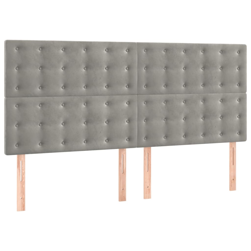 Kopfteile 4 Stk. Hellgrau 100x5x78/88 cm Samt